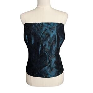 Your Sixth Sense Corset Top Womens Medium Blue Black Lace Bustier Gothic Sexy